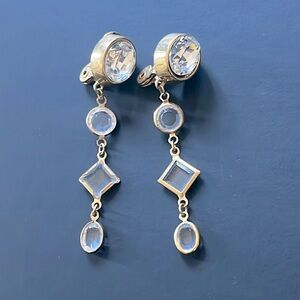 Monet clip on crystal gold earrings